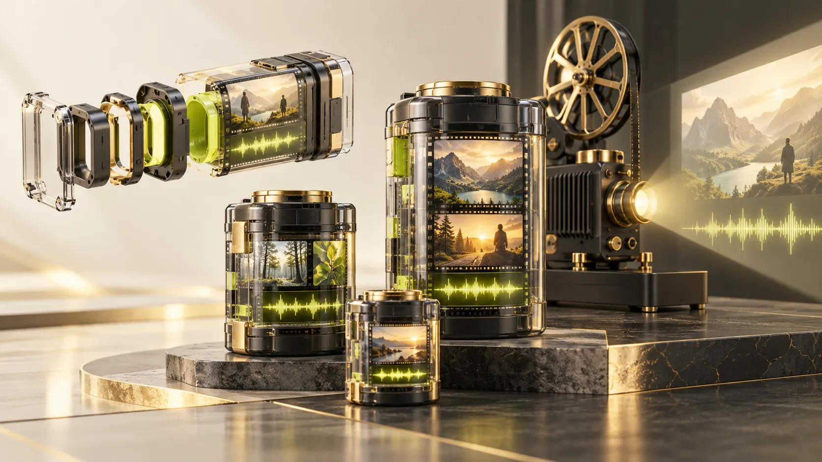 Concept illustration of modular model components for few-step video generation